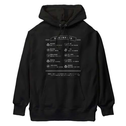 療養泉の種類と特徴（白・前面） Heavyweight Hoodie