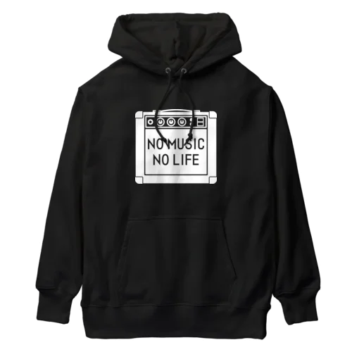 ノーミュージックノーライフ アンプデザイン ホワイト Heavyweight Hoodie