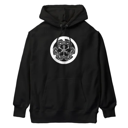 動物家紋。H.T.（三つ葉葵ハシビロコウ）ホワイト Heavyweight Hoodie