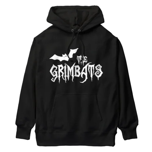 THE GRIMBATS logo-1 White Heavyweight Hoodie