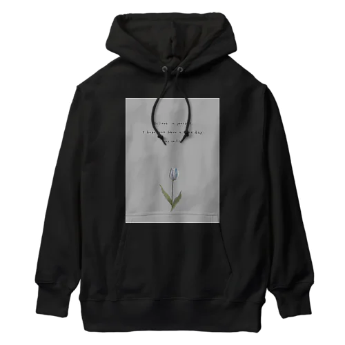 TULIP, white gray blue . Heavyweight Hoodie