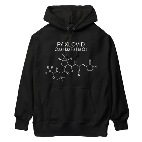 PAXLOVID C23H32F3N5O4-パキロビッド-(Nirmatrelvir-ニルマトレルビル-)白ロゴ Heavyweight Hoodie