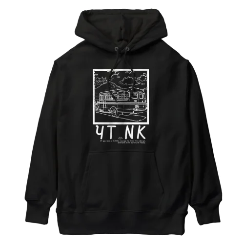 ゆたねこ　ボンネットバス　白抜き Heavyweight Hoodie