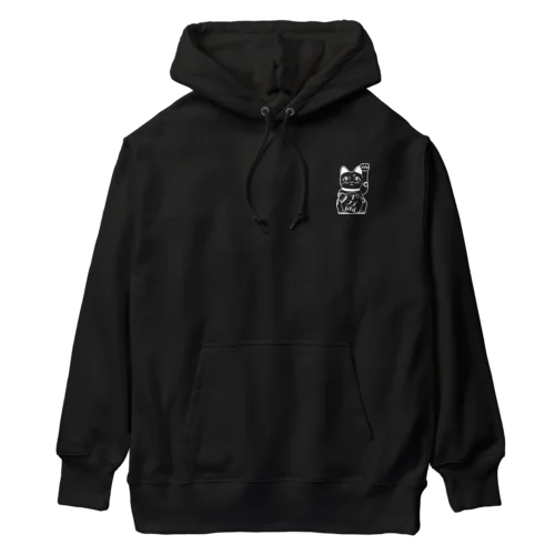 月に招き猫　ホワイト Heavyweight Hoodie