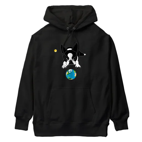 ボストンテリア(地球と月)[v2.8k] Heavyweight Hoodie