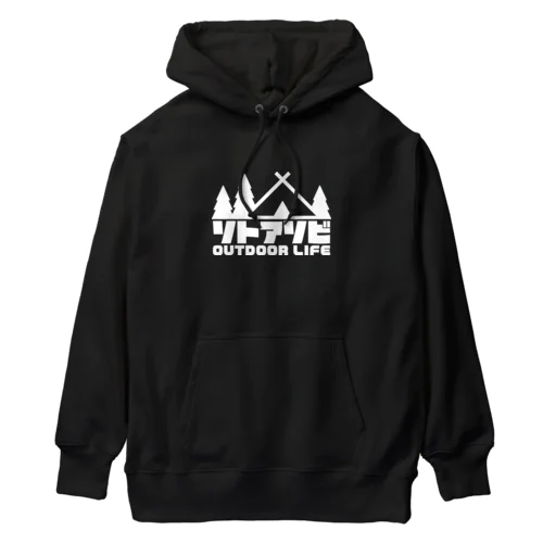 ソトアソビ アウトドアライフ テントデザイン ホワイト Heavyweight Hoodie