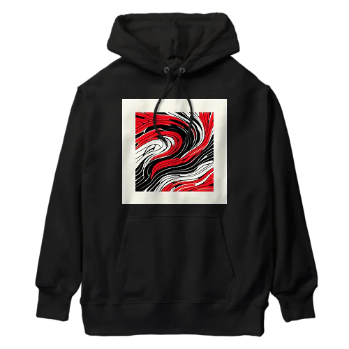 赤黒白ウェーブ Heavyweight Hoodie