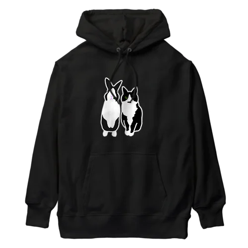 ダッチうさぎ(立)とハチワレねこ Heavyweight Hoodie