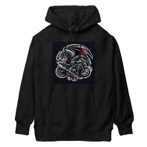 ドラゴンとバイクの融合: 力とスピードの象徴 Heavyweight Hoodie