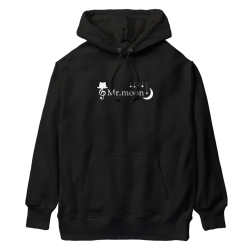 月夜と音とMr.moon 白色ロゴ Heavyweight Hoodie