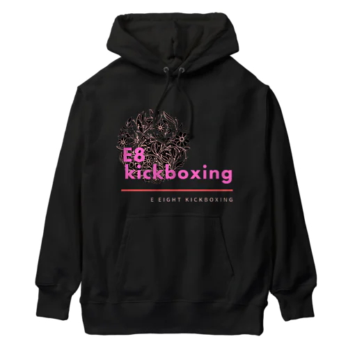 E8kickboxing ピンクロゴフラワー ヘビーウェイトパーカー