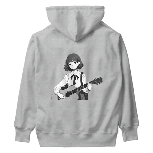 ギターを弾く女の子 ヘビーウェイトパーカー