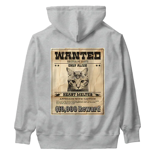 WANTED ハート泥棒（舌をだす猫） Heavyweight Hoodie