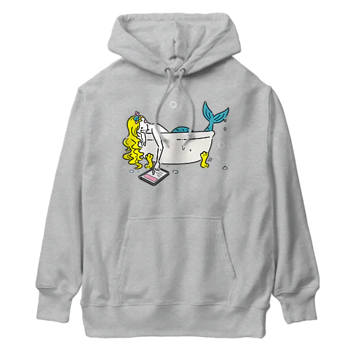 浴室でタブレットを使う人魚【パツキン】 Heavyweight Hoodie