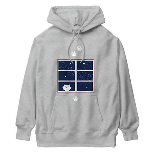 夜空見上げるねこ Heavyweight Hoodie