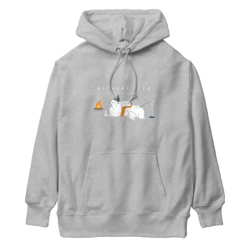 アウトドアライフを満喫する白くま(冬) Heavyweight Hoodie