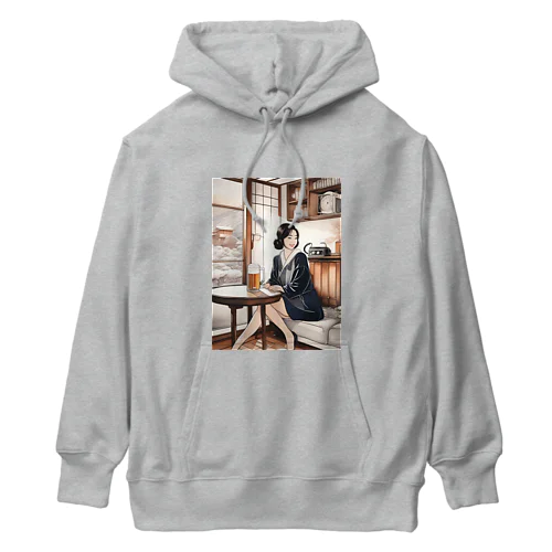 日本人女性冬ビール Heavyweight Hoodie