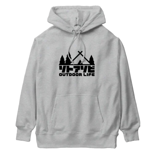 ソトアソビ アウトドアライフ テントデザイン ブラック Heavyweight Hoodie