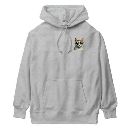 カラフルサングラス猫 Heavyweight Hoodie