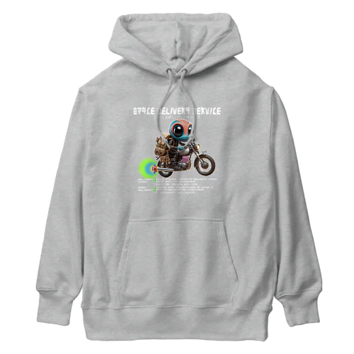 プレミアムワープ配達がめちゃ速っ!スペース・デリバリー・サービス!(濃色用) Heavyweight Hoodie