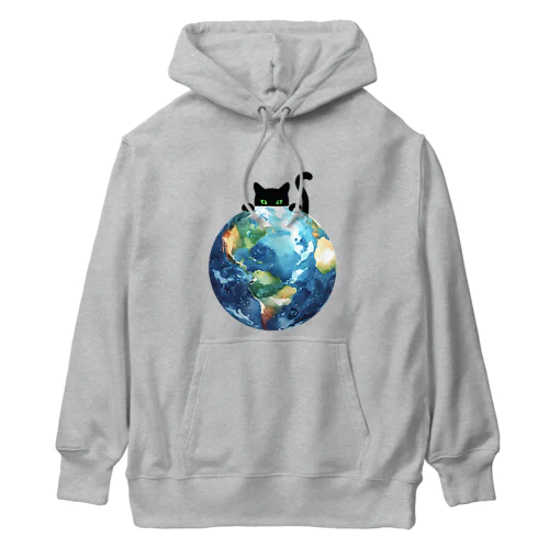 地球と黒猫 Heavyweight Hoodie