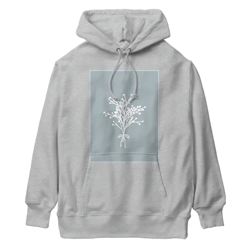 かすみ草ブーケ くすみブルーグリーン Heavyweight Hoodie