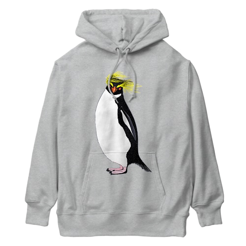 　風に吹かれるイワトビペンギンさん(文字無しバージョン Heavyweight Hoodie