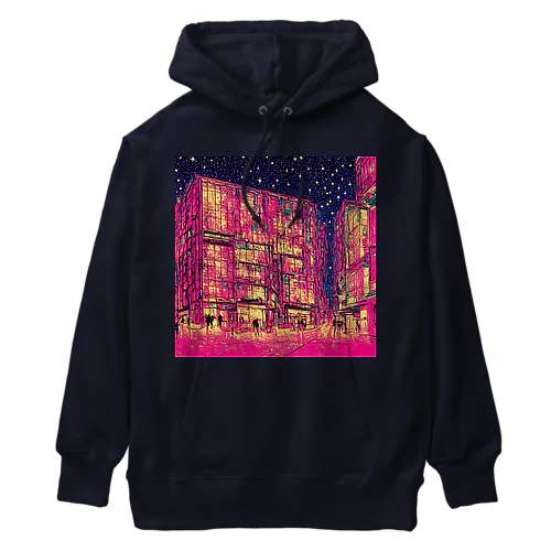 modern pink city Heavyweight Hoodie