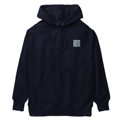 お花のバティック柄 ブルー Heavyweight Hoodie