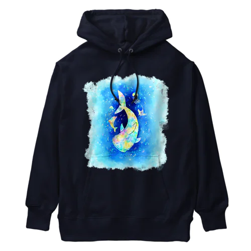 揺蕩うジンベエザメ・虹色モザイク Heavyweight Hoodie