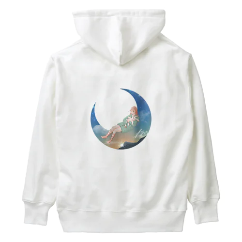 ウサギのぬいぐるみと眠る女の子 Heavyweight Hoodie