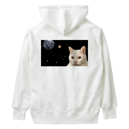 白いおっさん（宇宙猫Ver.） Heavyweight Hoodie