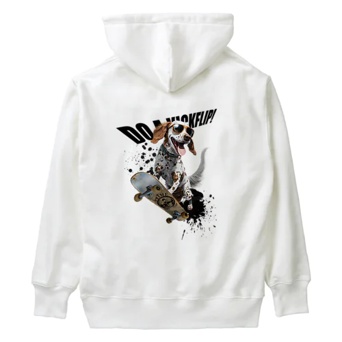 スケボー犬のDO A KICKFLIP!!ブラック Heavyweight Hoodie