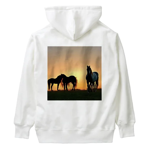 夕陽の中の馬 Heavyweight Hoodie