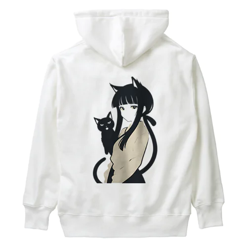 黒猫の少女 Heavyweight Hoodie