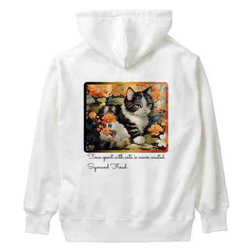 和風な癒しの三毛猫 Heavyweight Hoodie