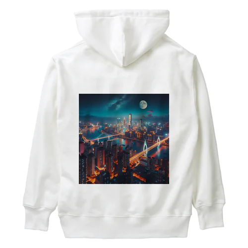 月夜に輝く未来都市 Heavyweight Hoodie