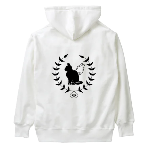 羽ねこさん(黒) Heavyweight Hoodie