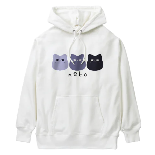 nekoが3匹（パープル） Heavyweight Hoodie