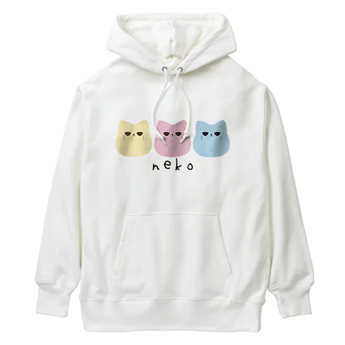 nekoが3匹（パステル） Heavyweight Hoodie