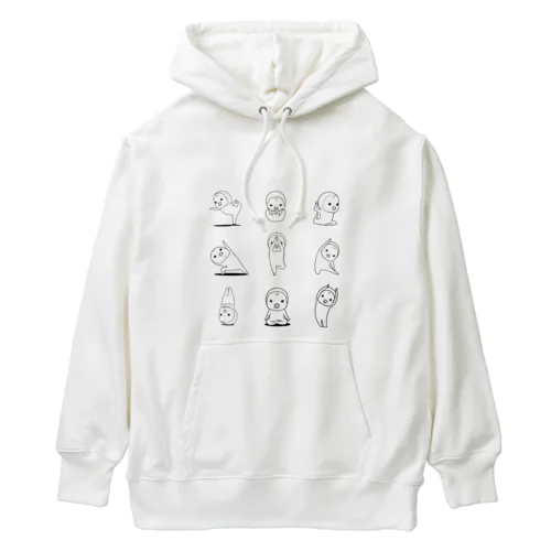 めめたんヨガポーズ（モノクロ） Heavyweight Hoodie