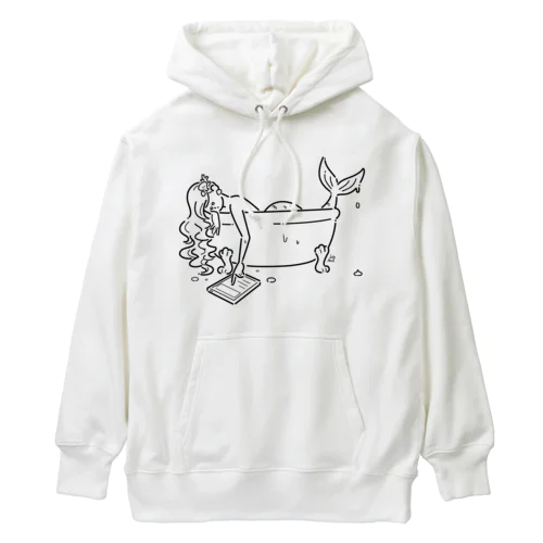 浴室でタブレットを使う人魚【くろ】 Heavyweight Hoodie