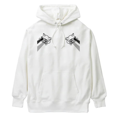 【黒・前】3D猫 Heavyweight Hoodie