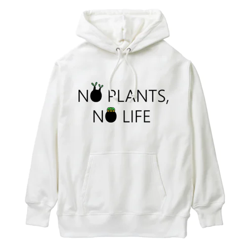 ノープランツ、ノーライフ　BLACKFONT Ver.　clothes Heavyweight Hoodie