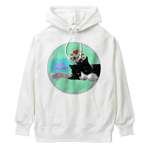 ベストフレンド ネコ丸とネズミ (丸型・グリーン) Heavyweight Hoodie