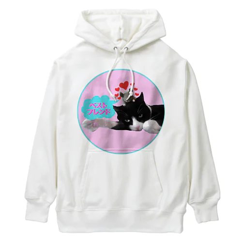 ベストフレンド ネコ丸とネズミ(丸型・ピンク) Heavyweight Hoodie