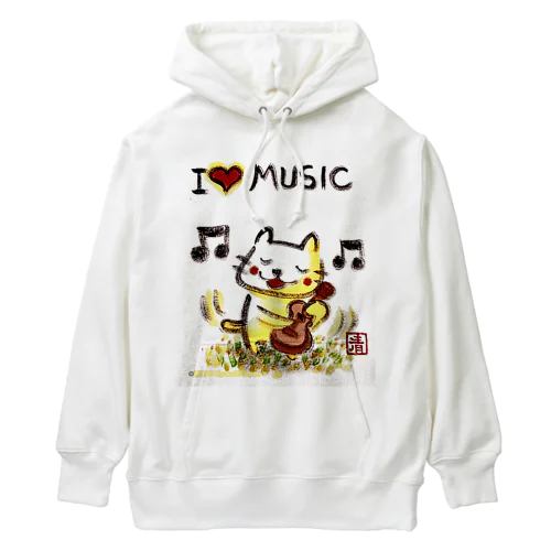 ウクレレねこちゃん （ギターねこちゃん）ukulele kitty guitar kitty Heavyweight Hoodie