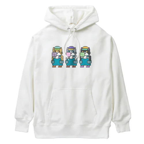 オーバーオールのネコ3匹 Heavyweight Hoodie