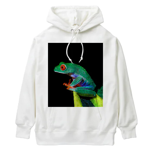 葉の上のアカメアマガエル Heavyweight Hoodie