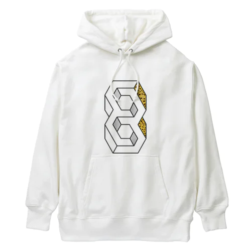 幾何学的錯視デザインにアニマル柄を添えて Heavyweight Hoodie